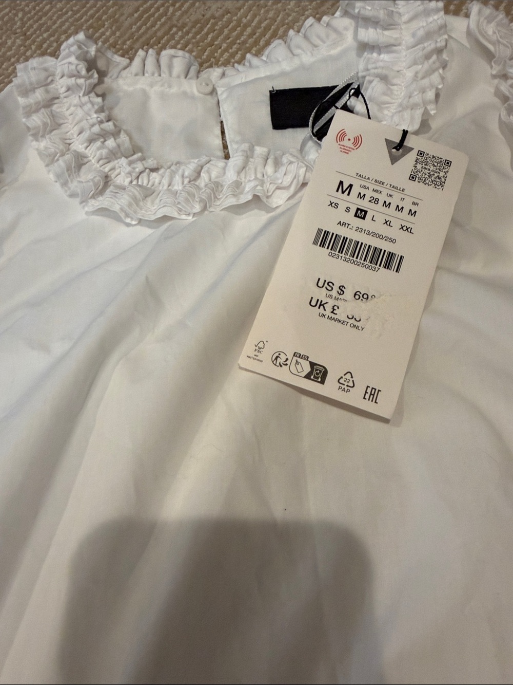 Zara White Ruffled Mini Dress - Picture 2 of 4